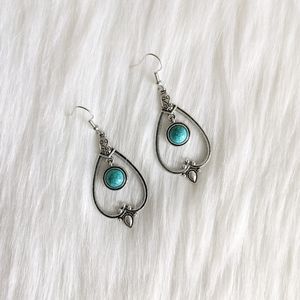 Boho silver and turquoise charm earrings